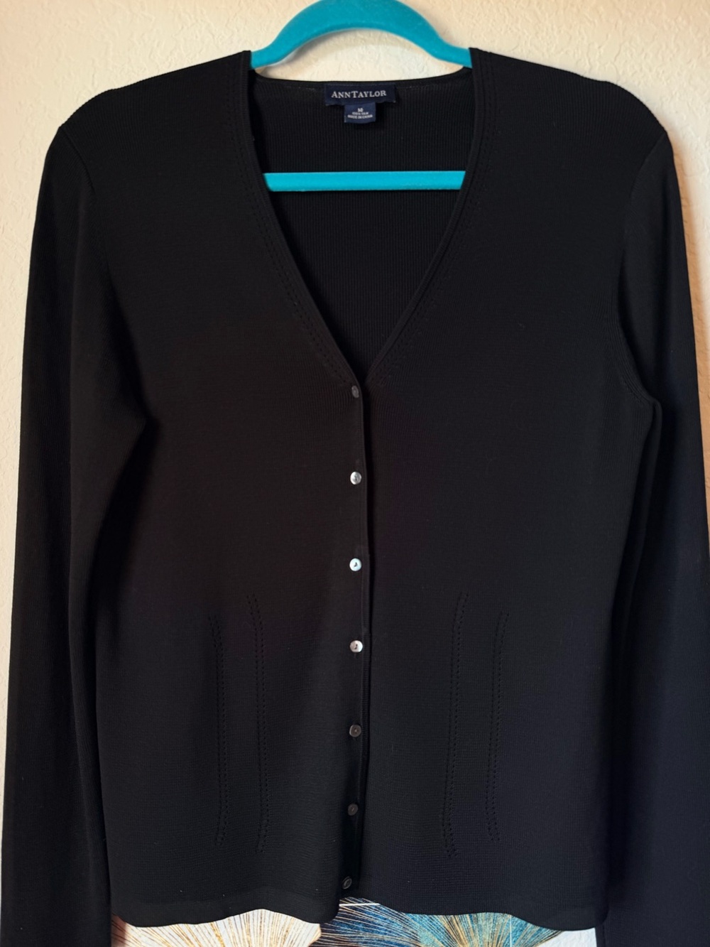 Ann Taylor Black Women's Button-Front Silk Cardigan